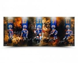 UDA: Wayne Gretzky, Jari Kurri, Grant Fuhr, Paul Coffey and Mark Messier Autographed “REUNION” 36x15