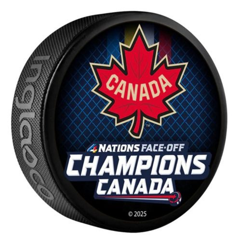 4 Nations Face-Off 2025: Celebration Souvenir Collectors Puck – Canada Champions Roster