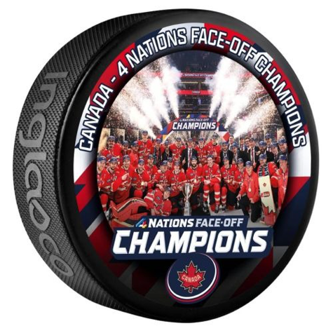 4 Nations Face-Off 2025: Celebration Souvenir Collectors Puck – Canada Champions Team
